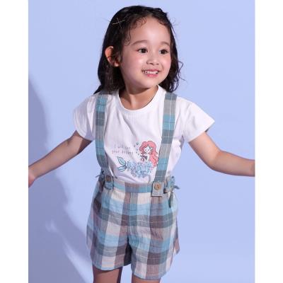 チェック柄 サマーサロペット ショート (80~120cm)(80cm ブルー系