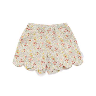 お揃い/接触冷感】裾スカラップ花柄ストライプショートパンツ(90