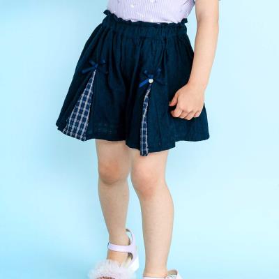 リボン付きタックショートパンツ(90~130cm)(90cm ネイビー