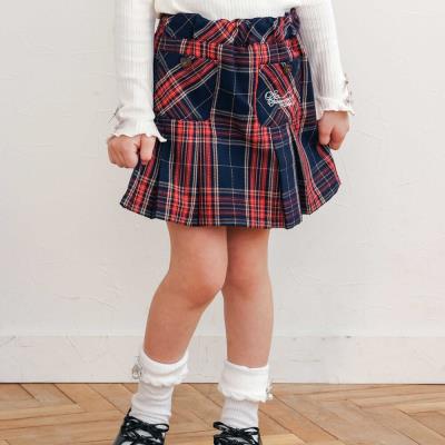 【お揃い】チェック前ポケットタックスカパン(90~130cm)