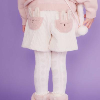 ウサギネコアニマルふわふわボアポケットケーブルニットショートパンツ(90~130cm)