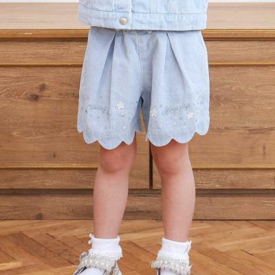 キラキラプリント裾スカラップリボン付きショートパンツ(90~130cm)