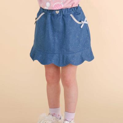 リボン付きラメデニムスカパン(90~130cm)