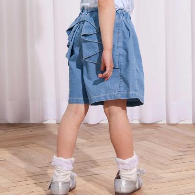 デニム&ツイルバックフリルリボンショートパンツ(90~130cm)