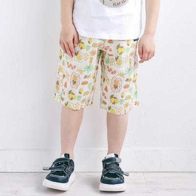 【接触冷感/お揃い】無地+総柄5.5分丈パンツ(80~130cm)