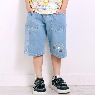 フルーツ昆虫パッチストライプ切り替え5.5分丈デニムパンツ(80~130cm)
