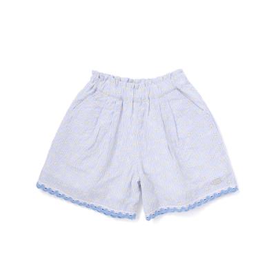 【お揃い】裾レースストライプ&チェック柄ショートパンツ(90~130cm)