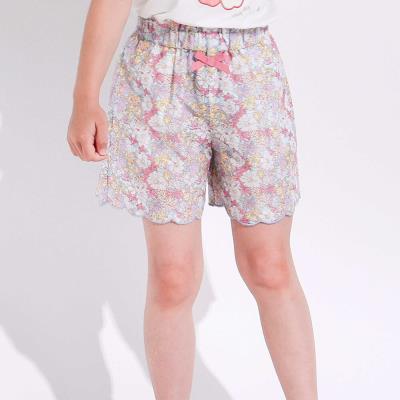 裾スカラップシャンブレー&花柄ショートパンツ(90~130cm)