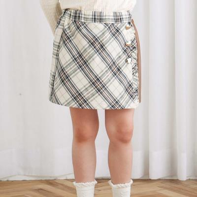 【お揃い】プリーツラップチェック柄スカパン(90~130cm)