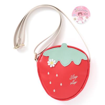 【絵本コラボ-みつごようせいのおしゃれなドレスやさん-】お花モチーフ付きイチゴショルダーバッグ