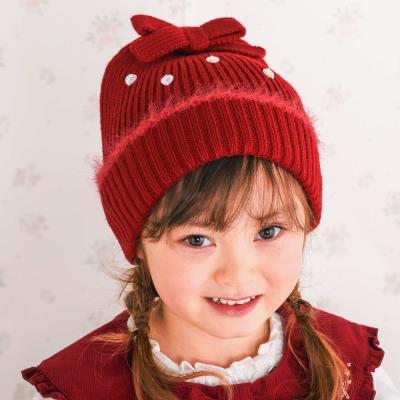 ハートビジューリボンニット帽(48~55cm)