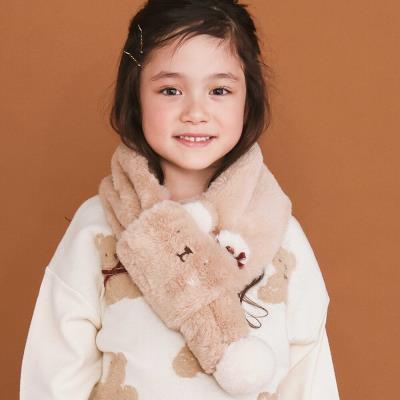 ネコウサギクマアニマルモチーフふわふわファーマフラー