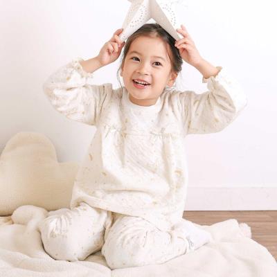 【スララク/腹巻き一体型】みんな快眠！長袖みんみんキルティングパジャマ 上下セット(80~130cm)