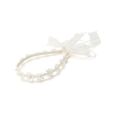 パールビーズお花レースカチューシャ