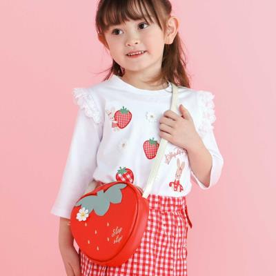 お花レース付きハート型イチゴポシェット