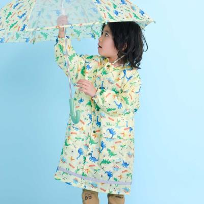 【お揃い】はたらくくるま花柄恐竜プリント総柄手提げ袋付きレインコート(95~135cm)