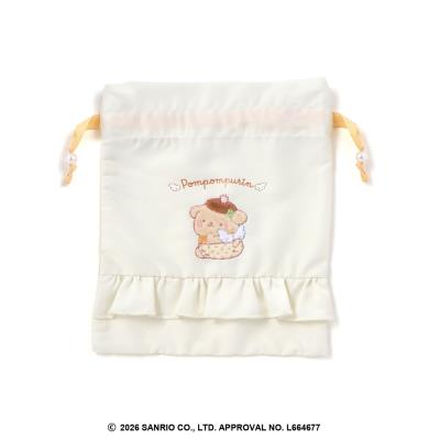 【シナモロール/ポムポムプリン×SLAPSLIP】フロントプリントフリルチェック巾着