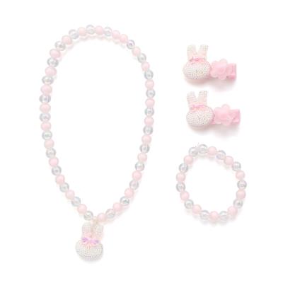 【スラプリ】ウサギイチゴイルカヘアピン＋ネックレス＋ブレスレットセット