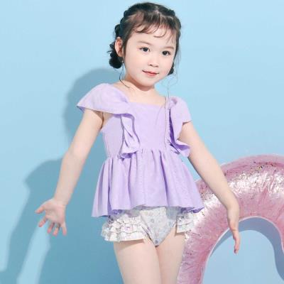 肩フリルタンクトップ+花柄ビキニ(90~130cm)