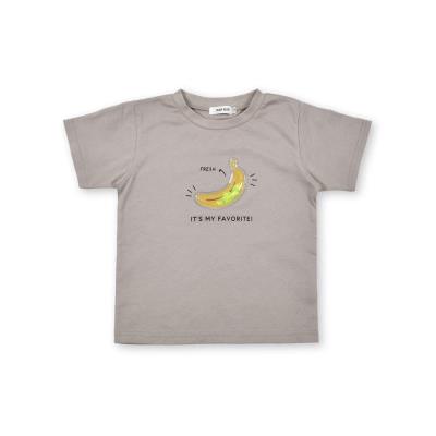 スイカ バナナ フルーツ パッチ 半袖Tシャツ(80~130cm)(80cm ベージュ