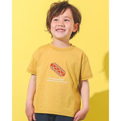 ソフトクリーム ホットドッグ ビール 食べ物 PAKUPAKU 刺繍 Tシャツ (80~130cm)