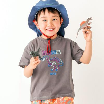 恐竜刺しゅう半袖Tシャツ(80~130cm)(80cm グレー): トップス【べべ