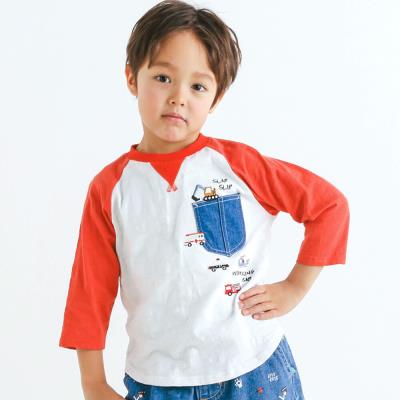 デニムポケット付きラグランスリーブ7分袖Tシャツ(80~130cm)(80cm