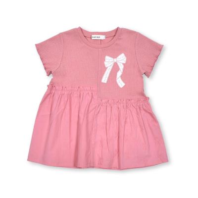 リボンパッチ刺しゅうアシンメトリーTシャツ(90~140cm)(90cm