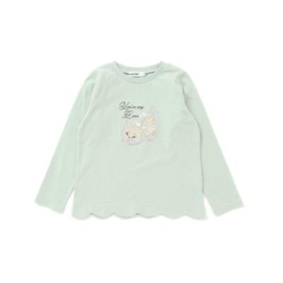 裾スカラップアニマルクマネコウサギパッチ刺しゅうTシャツ(80~130cm)