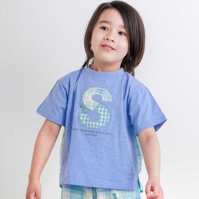 お揃い】ダブルガーゼ切り替えロゴパッチ刺しゅう半袖Tシャツ(80