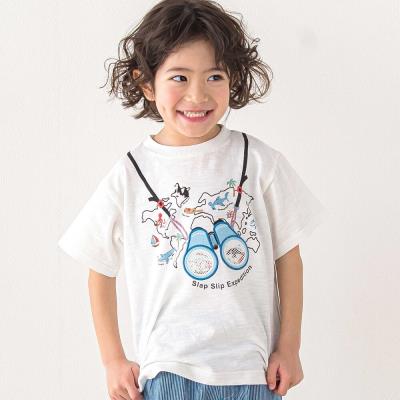 メッシュ双眼鏡刺しゅうモチーフプリントTシャツ(80~130cm)