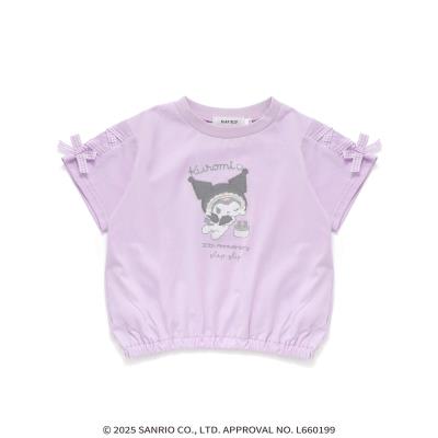 【マイメロディ＆クロミ×SLAPSLIP】キャラクタープリント編み上げリボンスリーブTシャツ(90~130cm)