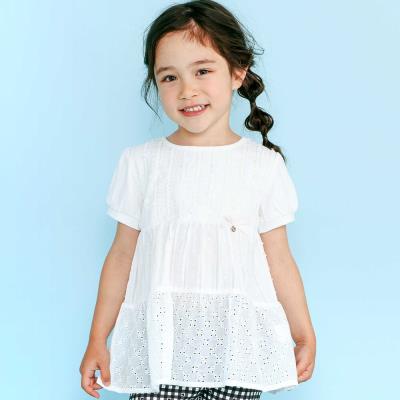 レースフリルお花刺繍Tシャツ(90~140cm)(90cm イエロー