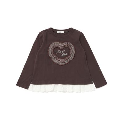レースチュールハート裾フリルTシャツ(80~130cm)