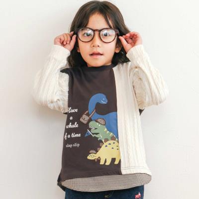 お出かけ恐竜モチーフ切り替えTシャツ(80~130cm)