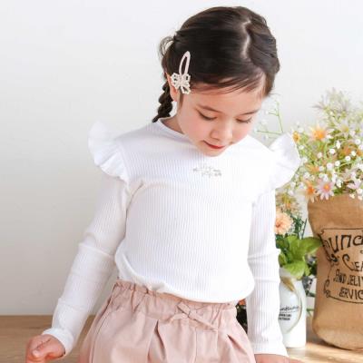 肩フリルキラッとラメ刺しゅう長袖Tシャツ(80~130cm)