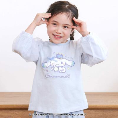 シナモロールポムポムプリンフロントプリント袖チュールTシャツ(80~130cm)