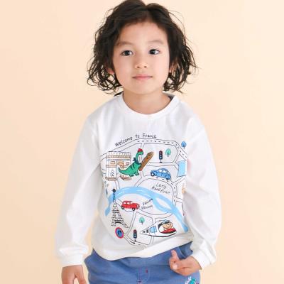 ロードマッププリント天竺長袖Tシャツ(80~130cm)