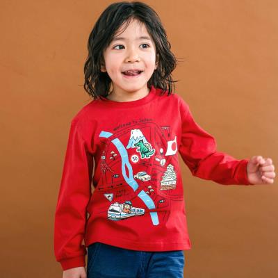 ロードマッププリント天竺長袖Tシャツ(80~130cm)