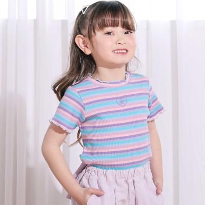 ボーダー&花柄テレコ半袖Tシャツ(80~130cm)