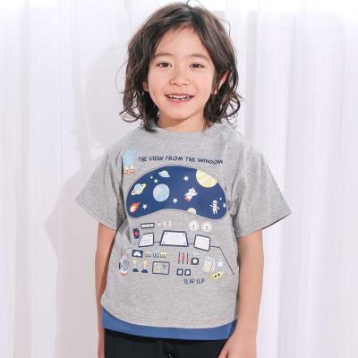 操縦席プリント天竺Tシャツ(80~130cm)