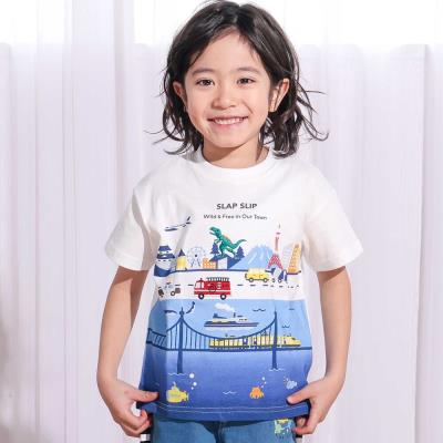 日本風景プリント天竺半袖Tシャツ(80~130cm)
