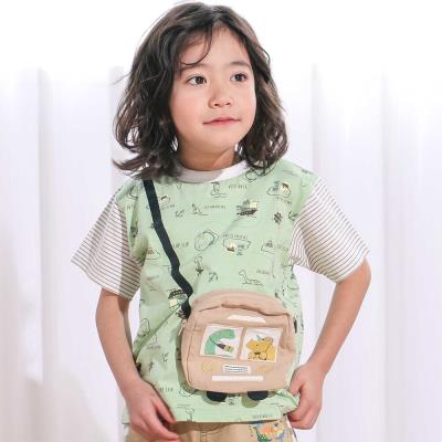 【お揃い】恐竜総柄ポシェット付き天竺Tシャツ(80~130cm)