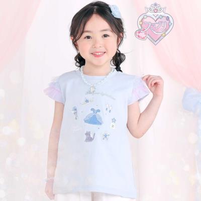 【スラプリ】チュールスリーブ天竺半袖Tシャツ(80~130cm)