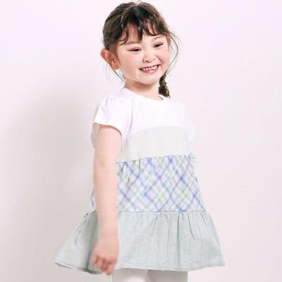 【お揃い】マドラスチェックティアード半袖Tシャツ(80~130cm)