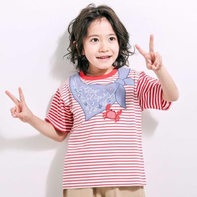 【マリンシリーズ】セーラーカラーパッチボーダーTシャツ(80~130cm)