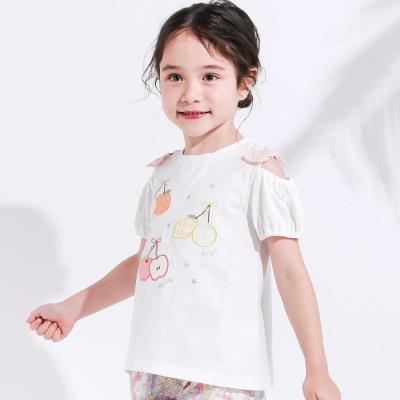 【接触冷感】肩開きフルーツパッチ半袖Tシャツ(80~130cm)