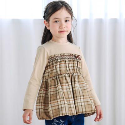 【お揃い】チェックドッキング長袖Tシャツ(80~130cm)
