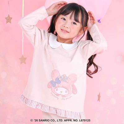 【サンリオキャラクターズｘSLAPSLIP】襟付き裾フリル長袖Tシャツ(80~130cm)