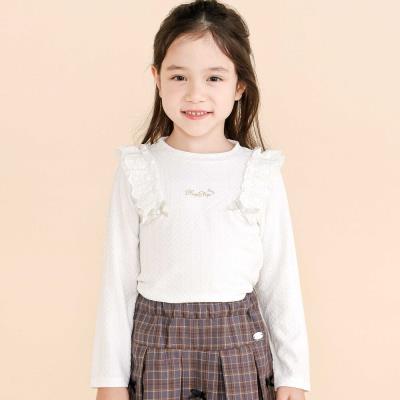 肩フリルハート刺しゅう長袖Tシャツ(80~130cm)
